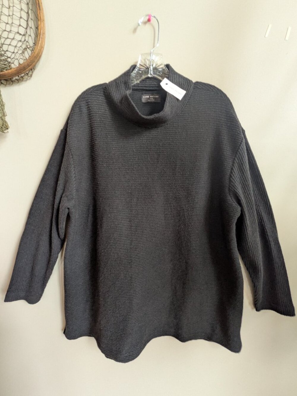 NWT Lane Bryant woman's sweater black cowl neck ribbed size 14/16 #770